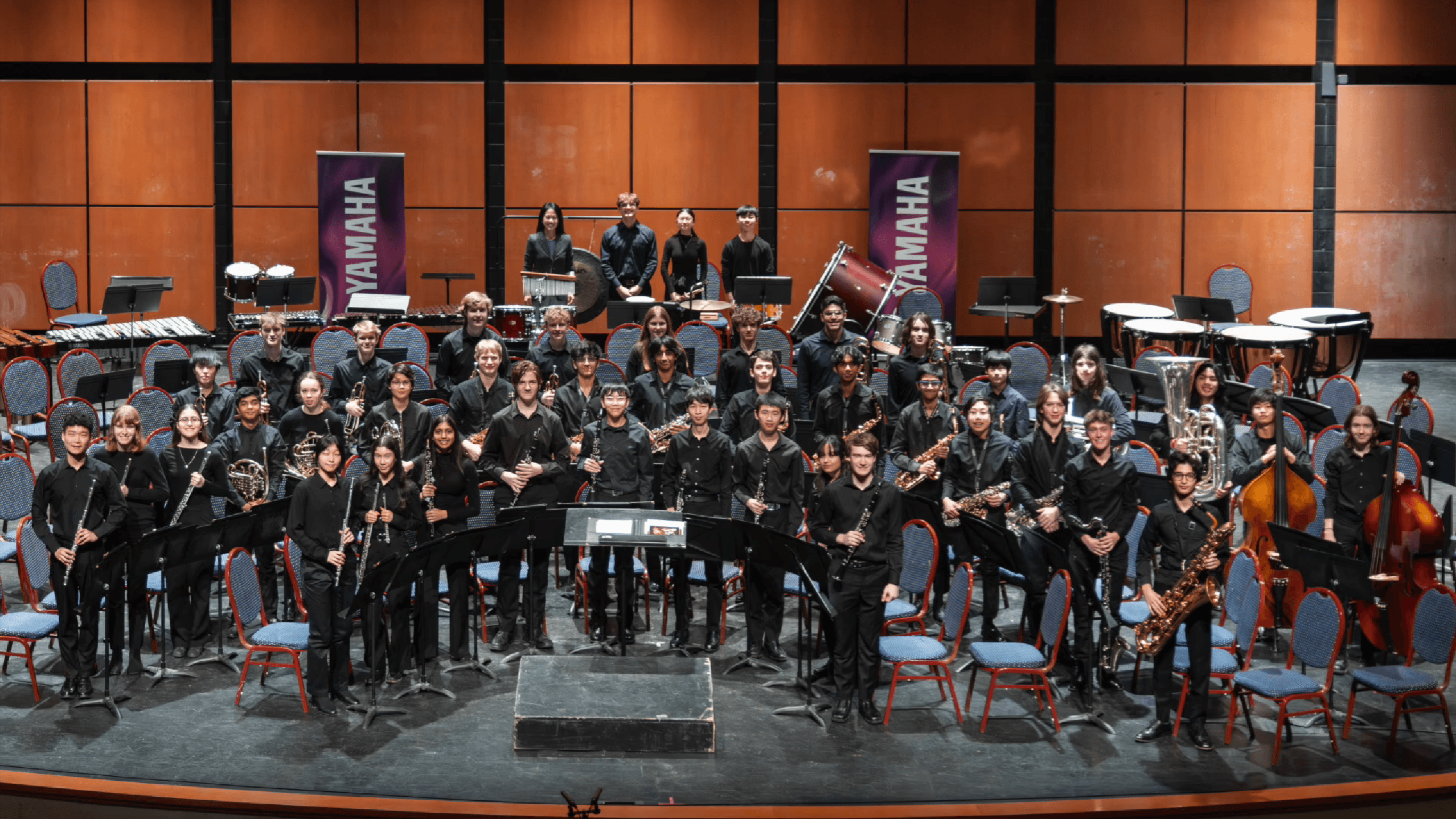 Ontario Band Association honour ensemble group photo on stage