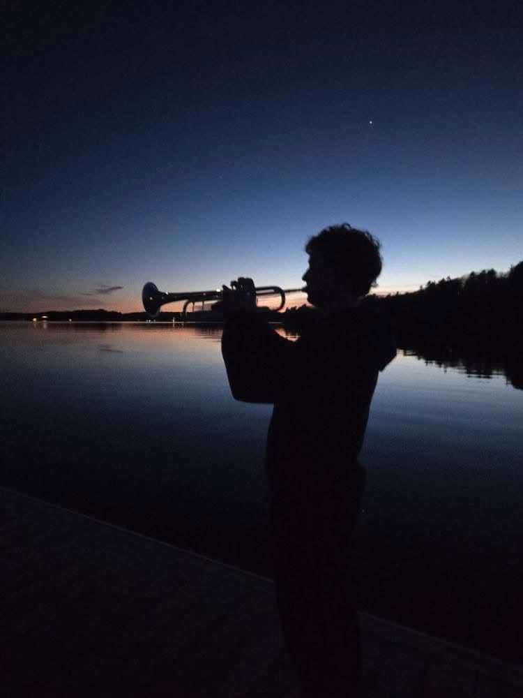 Jonathan Graydon with trumpet during an Etobicoke Youth Band trip