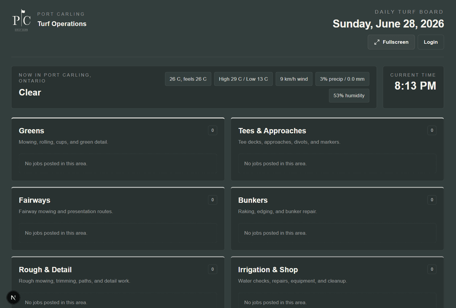Screenshot of the PC Turf web application